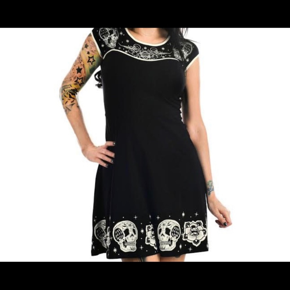 Pinup gothic rockabilly black dress size medium